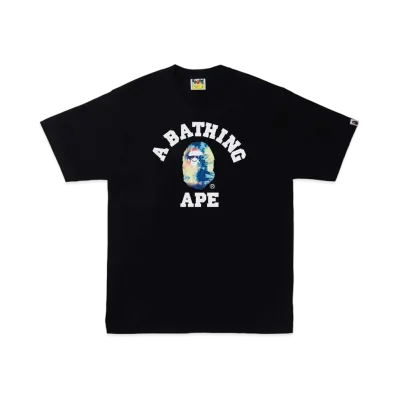 A BATHING APE TIE DYE COLLEGE TEE "Black Multi"