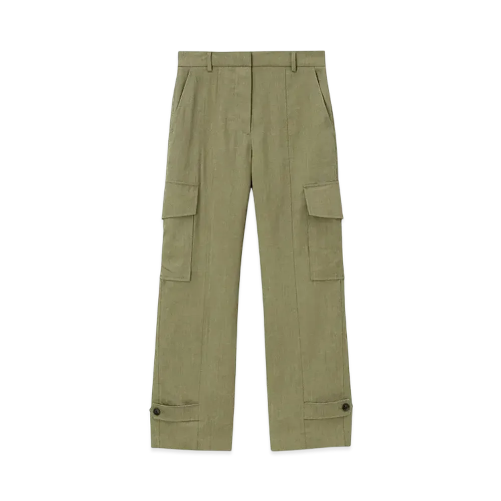 Paul Smith Women's Ramie Mix Cargo Pants "Olive"