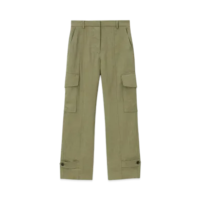Paul Smith Women's Ramie Mix Cargo Pants "Olive"