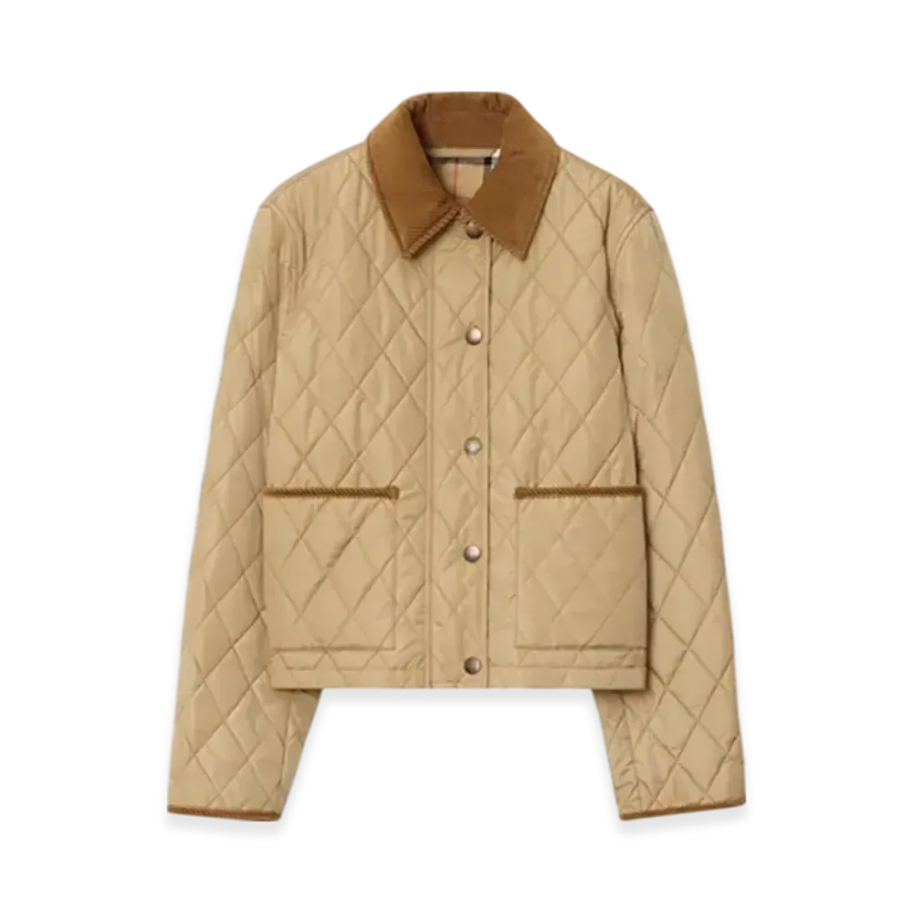 Burberry Cropped Quilting Nylon Jacket "Flax/Sand"