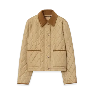 Burberry Cropped Quilting Nylon Jacket "Flax/Sand"