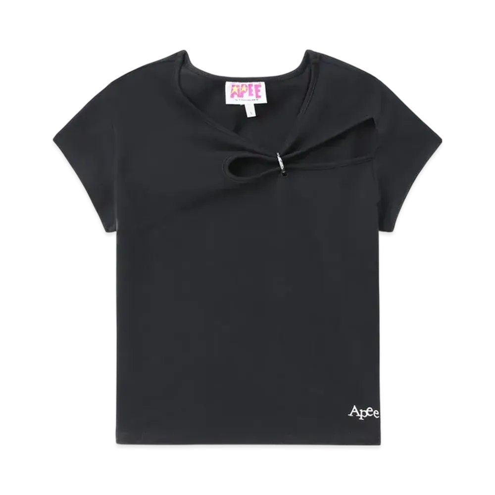 A BATHING APE Cut Out Top With Heart Shape Buckle "Charcoal"