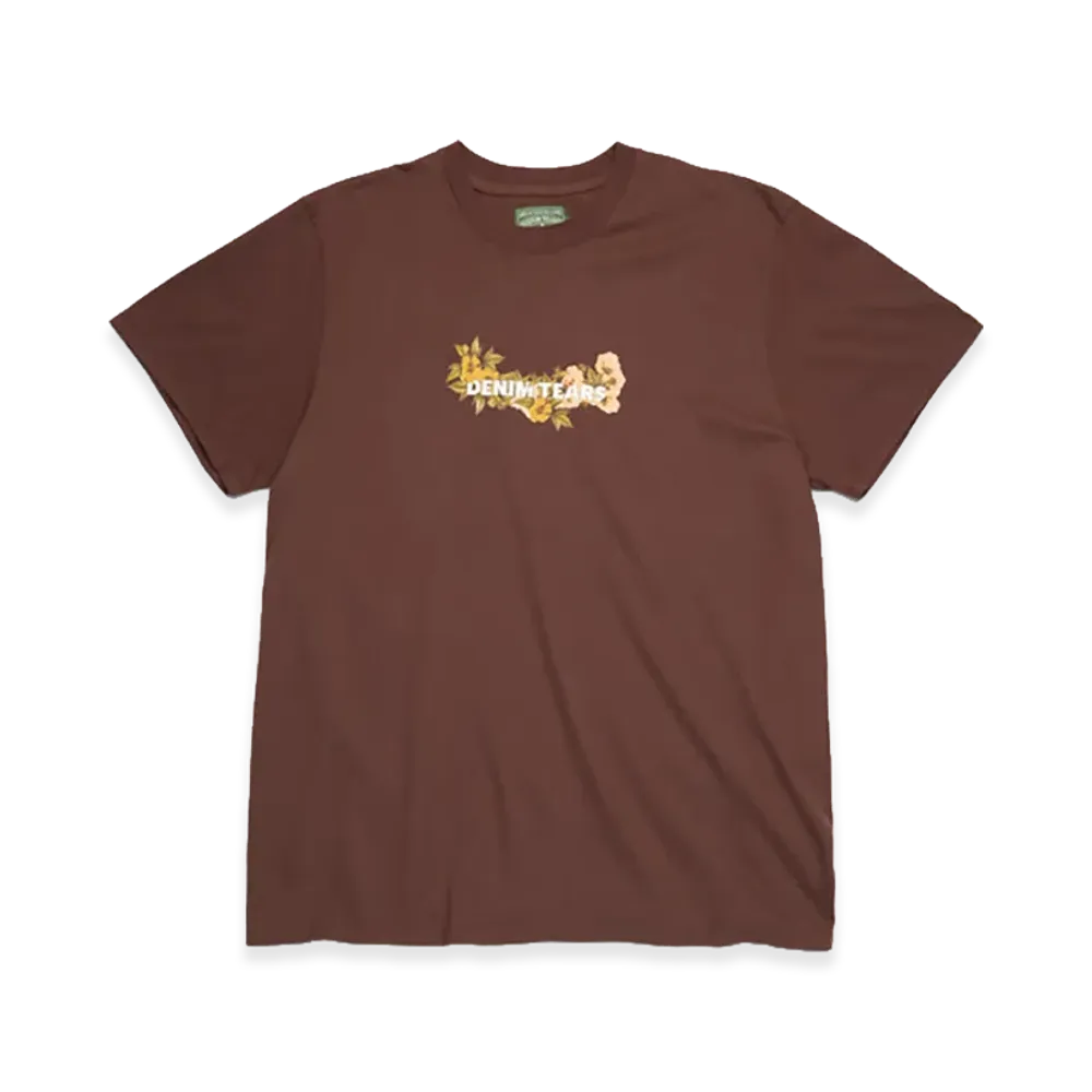 DENIM TEARS Cotton Floral Logo Tee "Brown"