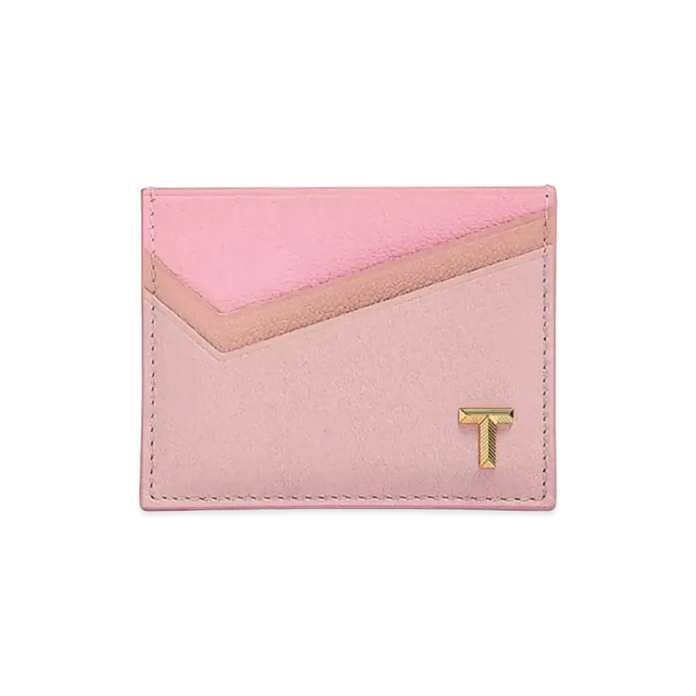 Tiffany & Co. Tiffany T Card Case In Colorblock Leather "Pink"