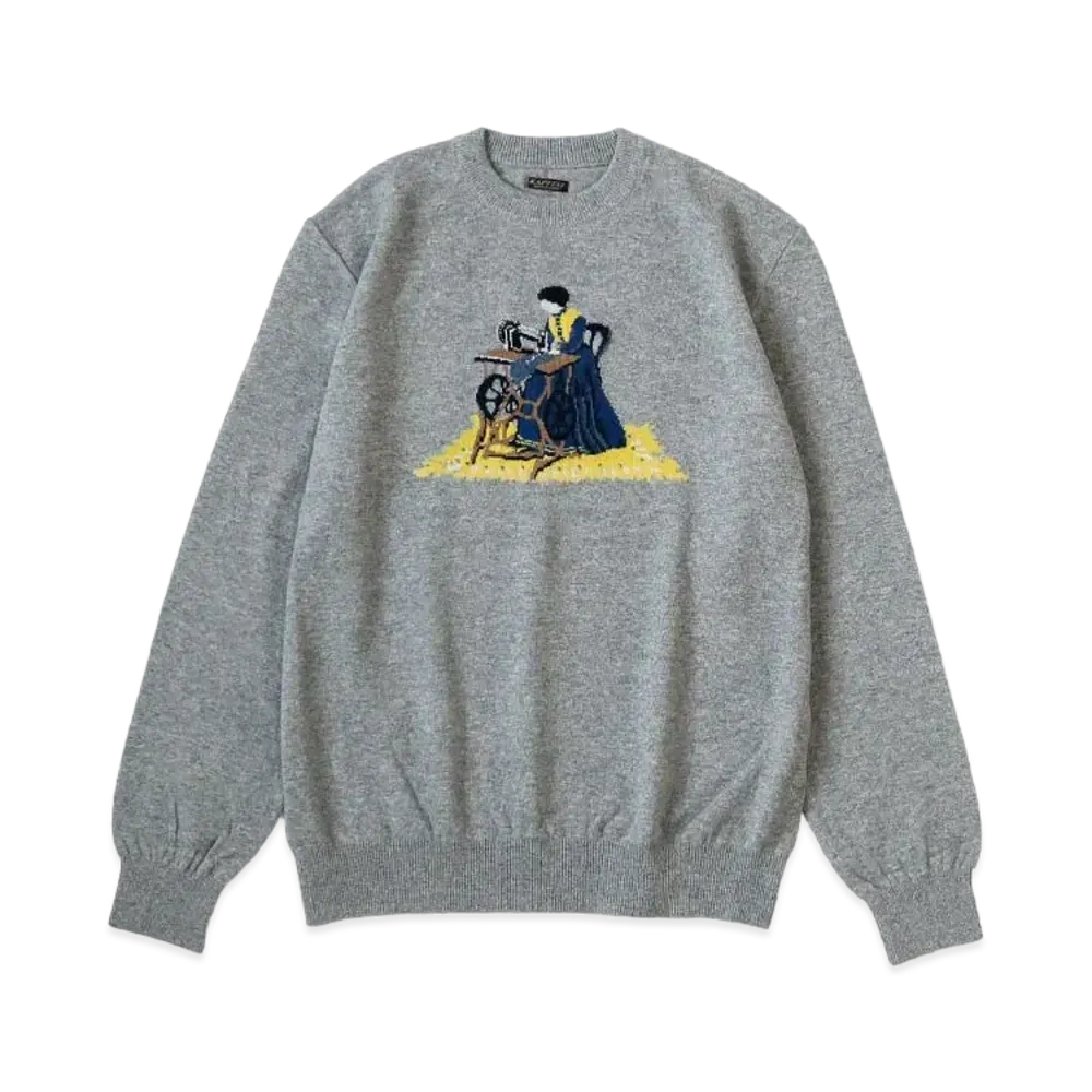 KAPITAL 12G Wool Crew Neck Sweater "Grey"