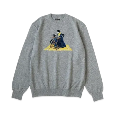 KAPITAL 12G Wool Crew Neck Sweater "Grey"