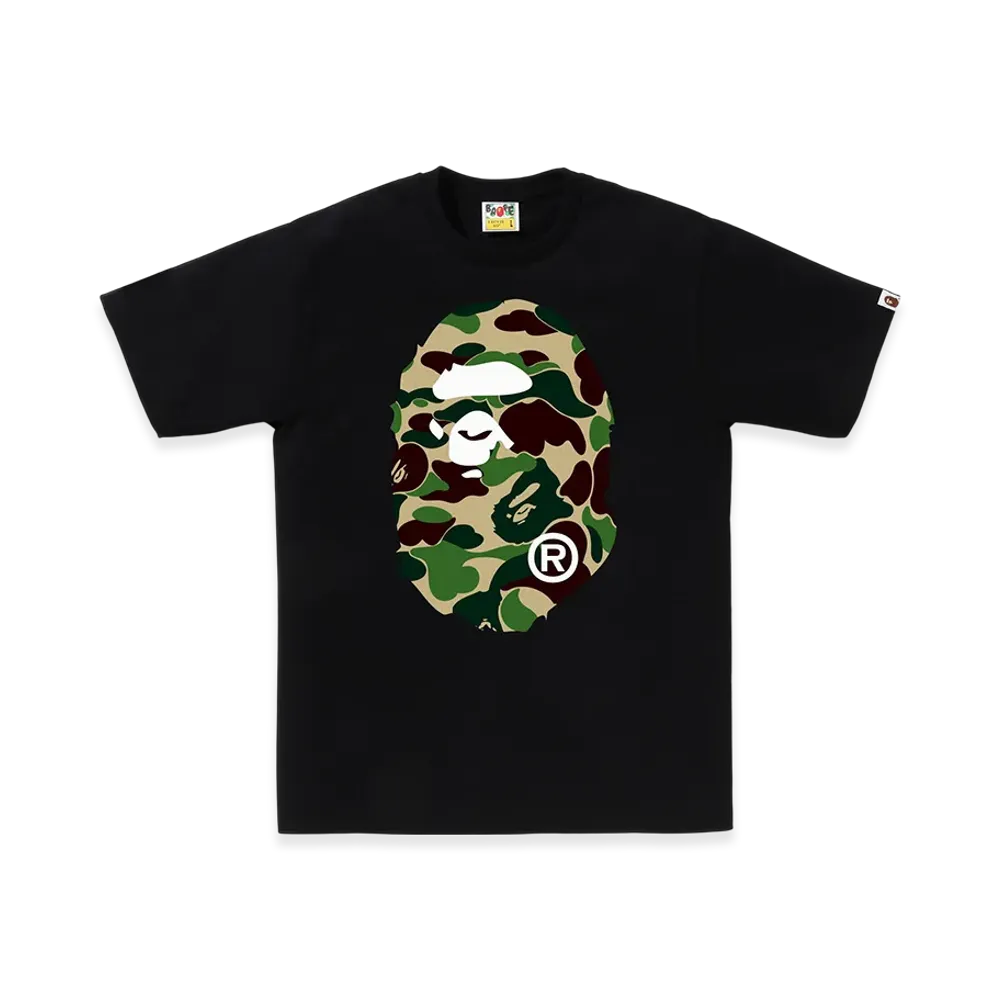 A BATHING APE Abc Camo Big Ape Head Tee "Black/Green"