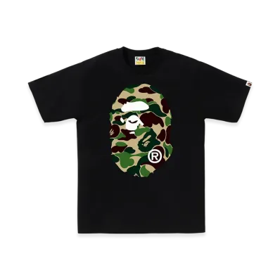 A BATHING APE Abc Camo Big Ape Head Tee "Black/Green"