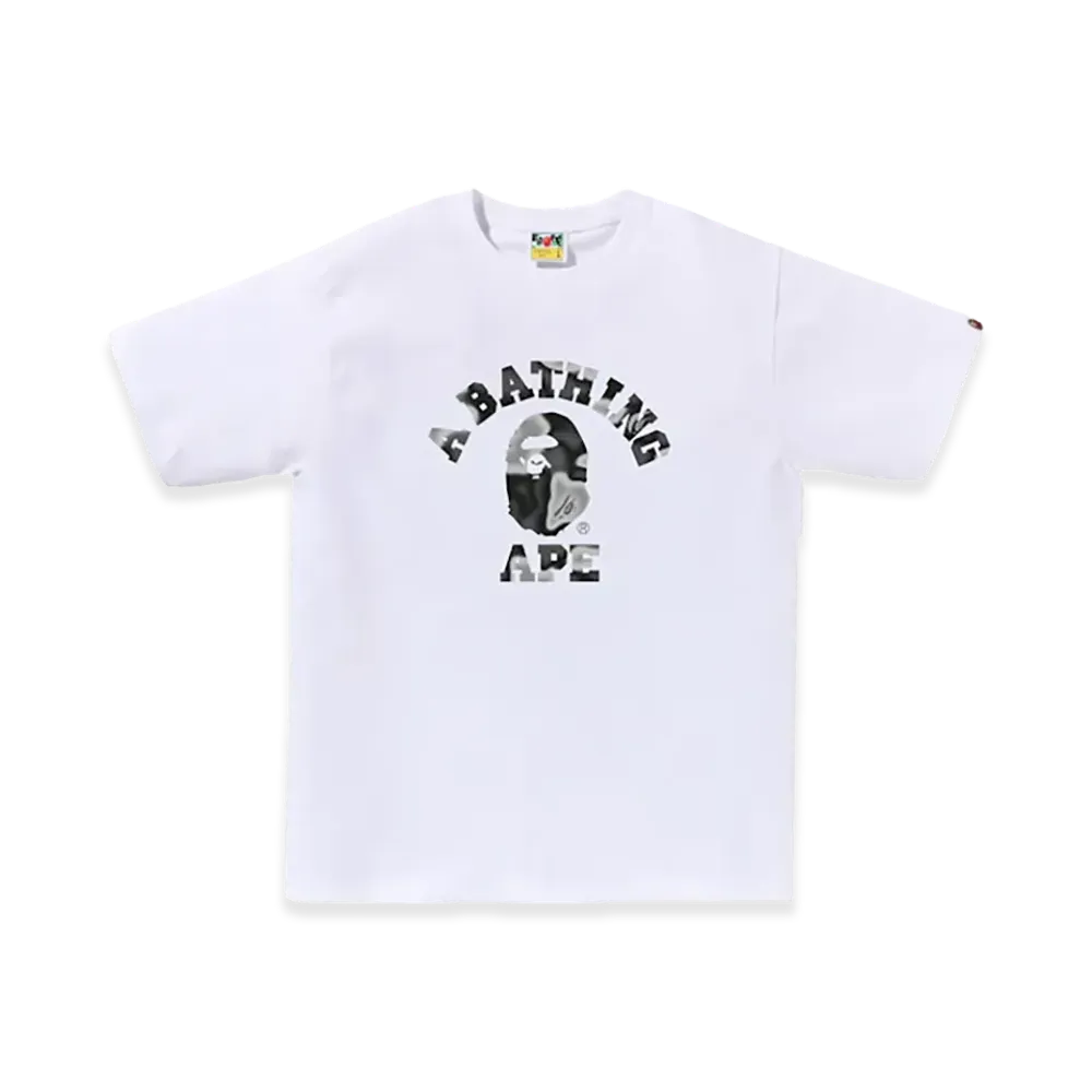 A BATHING APE Liquid Camo College Tee "White/Black"