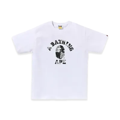 A BATHING APE Liquid Camo College Tee "White/Black"