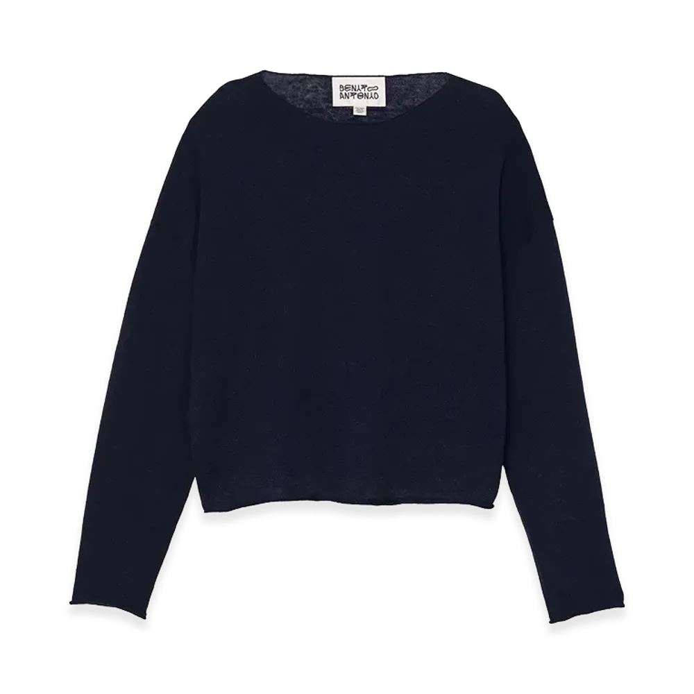 ZARA x Bad Bunny Benito Antonio Linen & Wool Cropped Fit Sweater "Navy Blue"