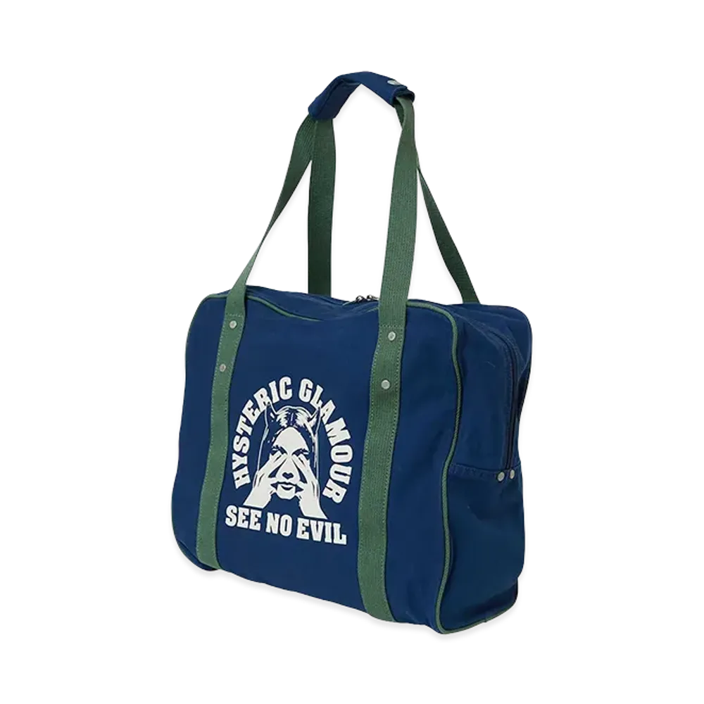 HYSTERIC GLAMOUR See No Evil Duffel Bag "Navy"