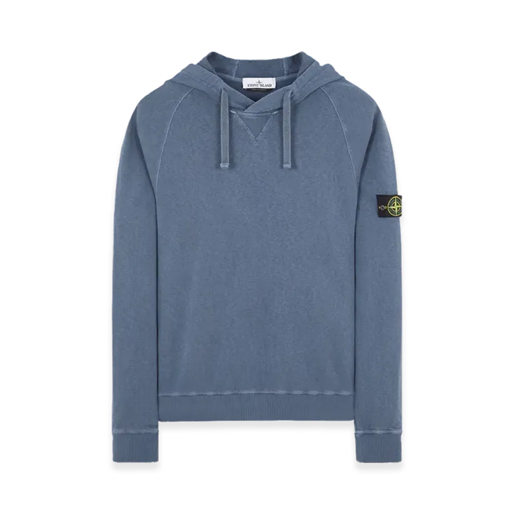 Stone Island 62160 Malfile Fleece Garment Dyed Hooded Sweatshirt - 23SS "Avio Blue"