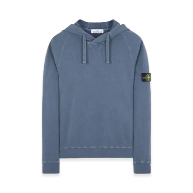 Stone Island 62160 Malfile Fleece Garment Dyed Hooded Sweatshirt - 23SS "Avio Blue"