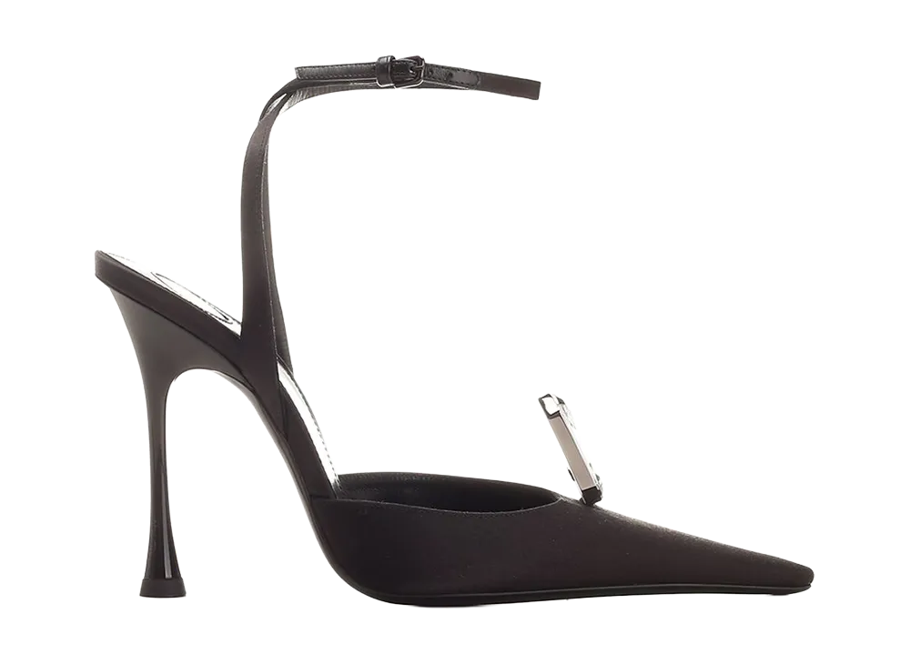 Saint Laurent Women's Doville Satin Slingback Pumps "Black"