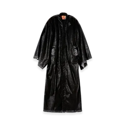 Diesel D-D-Kim Denim Kimono Coat With Coated Front "Black"