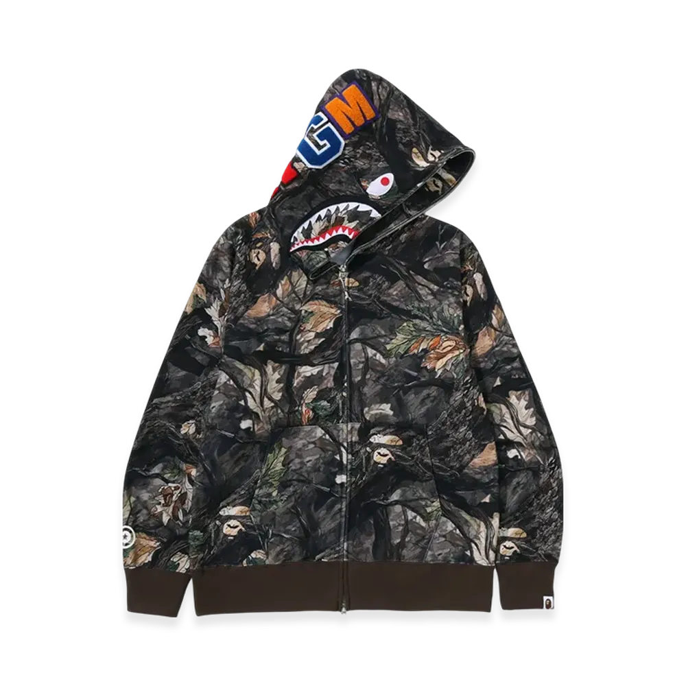 A BATHING APE Tree Edge Camo Shark Full Zip Hoodie "Brown"