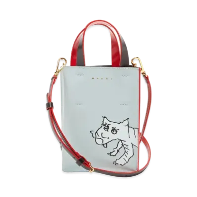 Marni Tiger Polished Leather Nano Museo Bag "Blue"