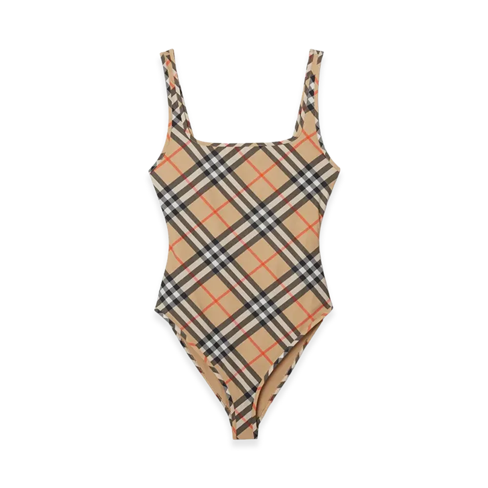Burberry Women's Check Swimsuit "Sand Beige"