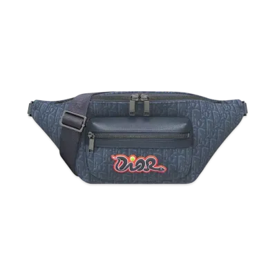 Dior x KAWS Rider 2.0 Belt Bag Dior Oblique Jacquard and Grained Calfskin "Navy Blue/Vermilion Red"
