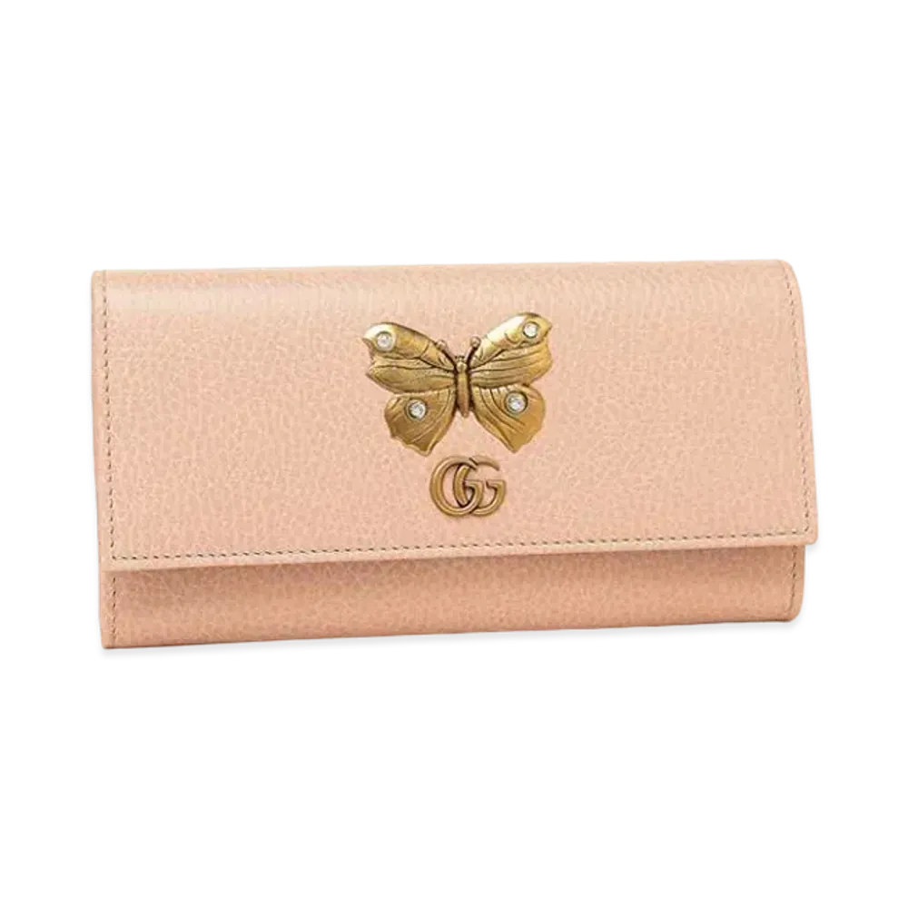 GUCCI Butterfly Continental Wallet "Pink"