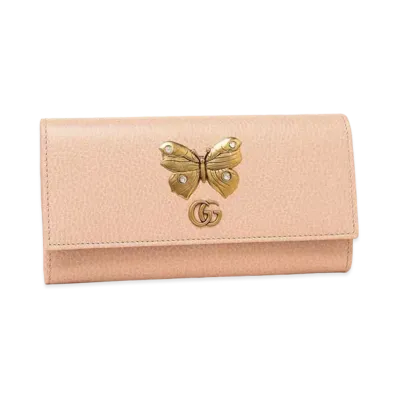 GUCCI Butterfly Continental Wallet "Pink"