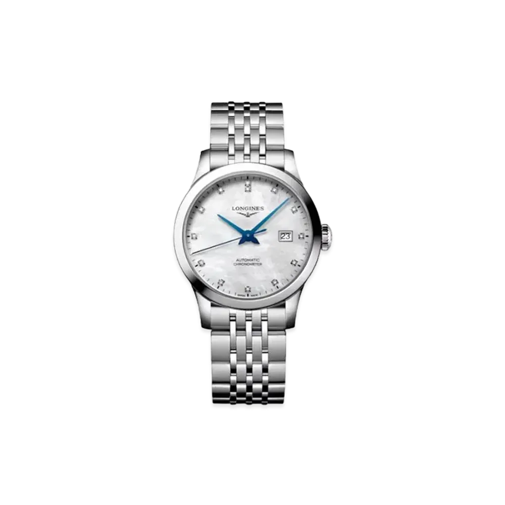 Longines Record Collection 30.00 mm "White Mother-of-Pearl/Stainless Steel" L2.321.4.87.6