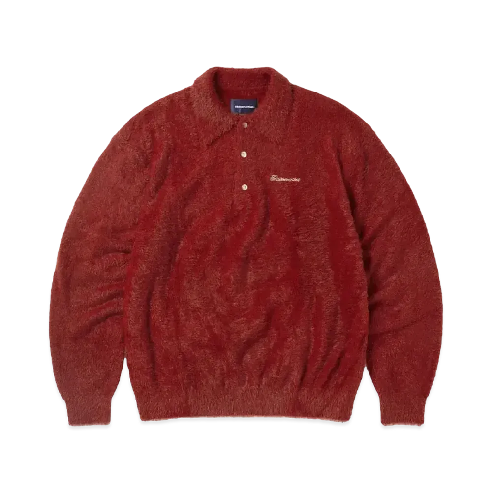 thisisneverthat SCT-Logo Shaggy Knit Polo "Red"