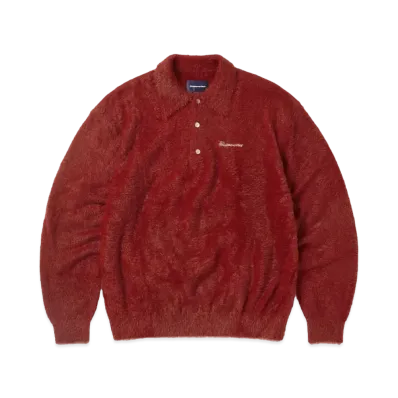 thisisneverthat SCT-Logo Shaggy Knit Polo "Red"