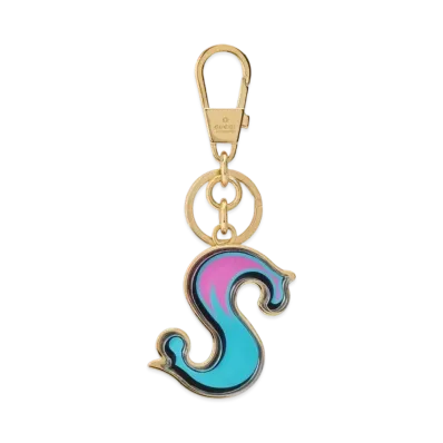 GUCCI Letter S Plexiglas Keychain "Aquamarine/Dark Pink"