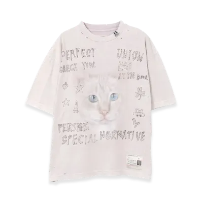 Maison MIHARA YASUHIRO Cat Print Bleached T-Shirt "Pink"