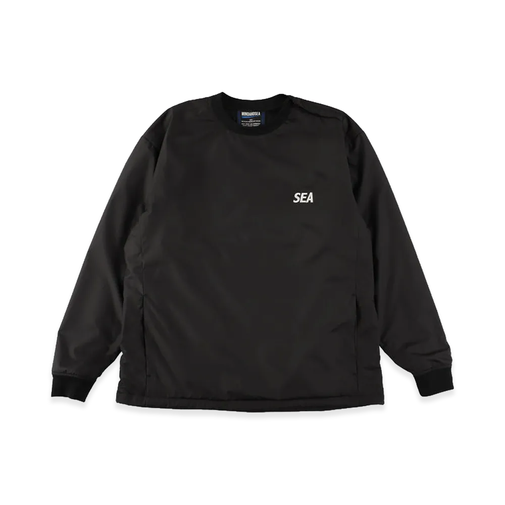 WIND AND SEA Warm Up Pullover Shirt With Fishingnet Recycle Material "Black"