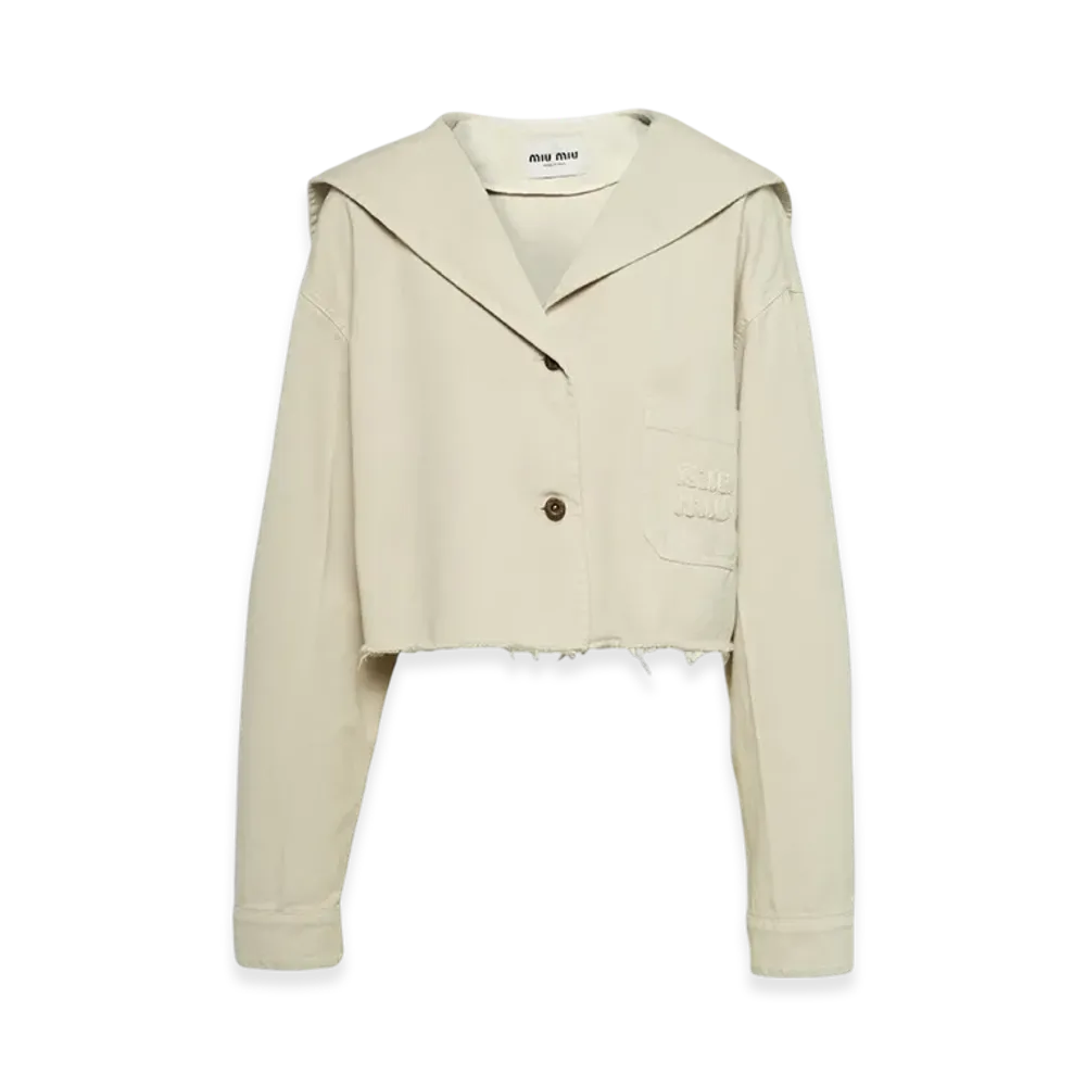 MIU MIU Women's Drill Blouson Jacket "Chalk White"