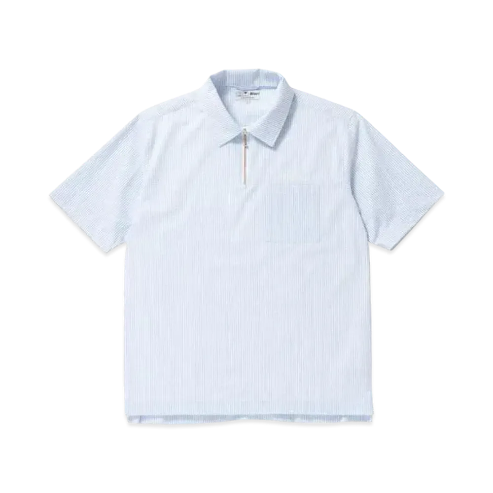 BlackEyePatch SEERSUCKER HALF ZIP SHIRT "Sax"
