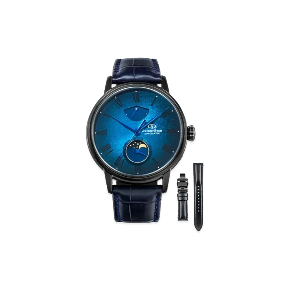 ORIENT STAR Classic Collection Mechanical Moon Phase M45 with Leather Replacement Band Prestige Shop 145 Limited RK-AY0118L