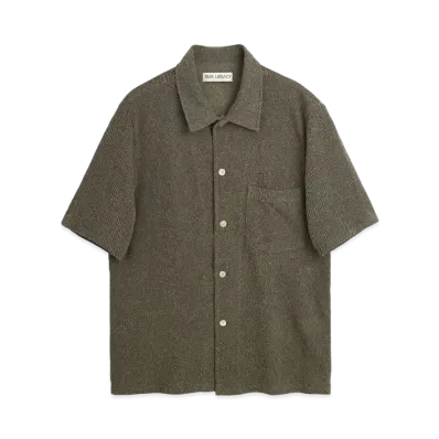 OUR LEGACY Box Shirt Shortsleeve Boucle "Muck"