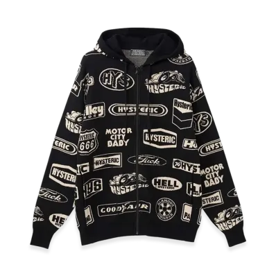 HYSTERIC GLAMOUR Classic Hys Pattern Hoodie "Black"