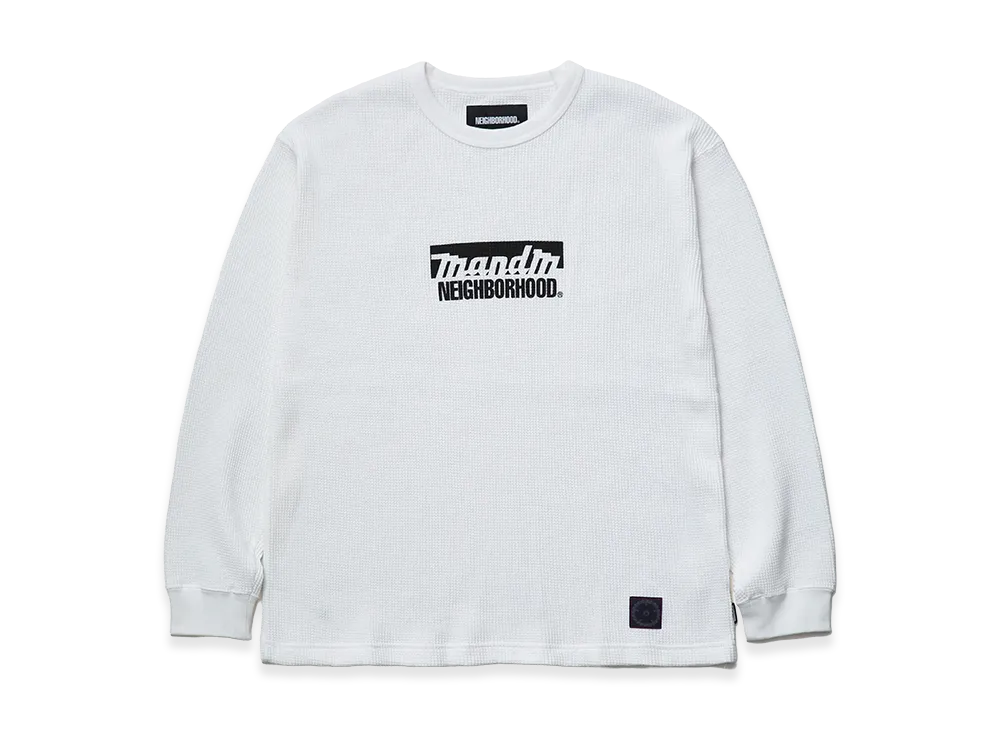 NEIGHBORHOOD x M&M . Waffle Fabric Crewneck LS "White"