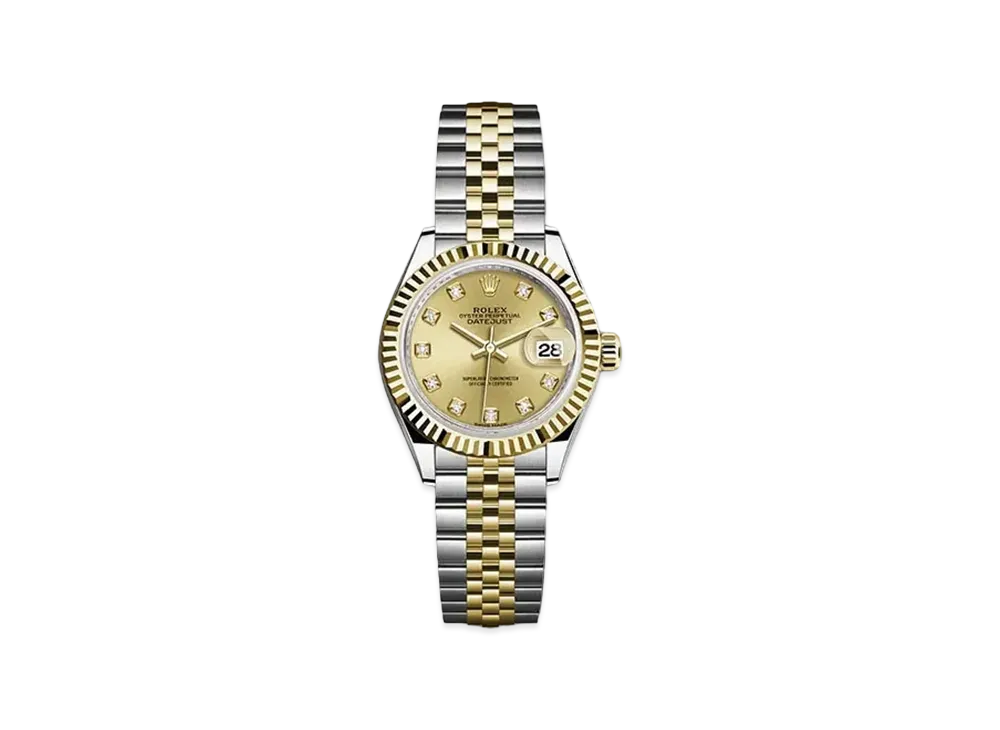 ROLEX Date-Just 28 Champagne Gold Dial 10P Diamonds 279173G