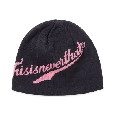 thisisneverthat Script Logo No Cuff Beanie "Navy"