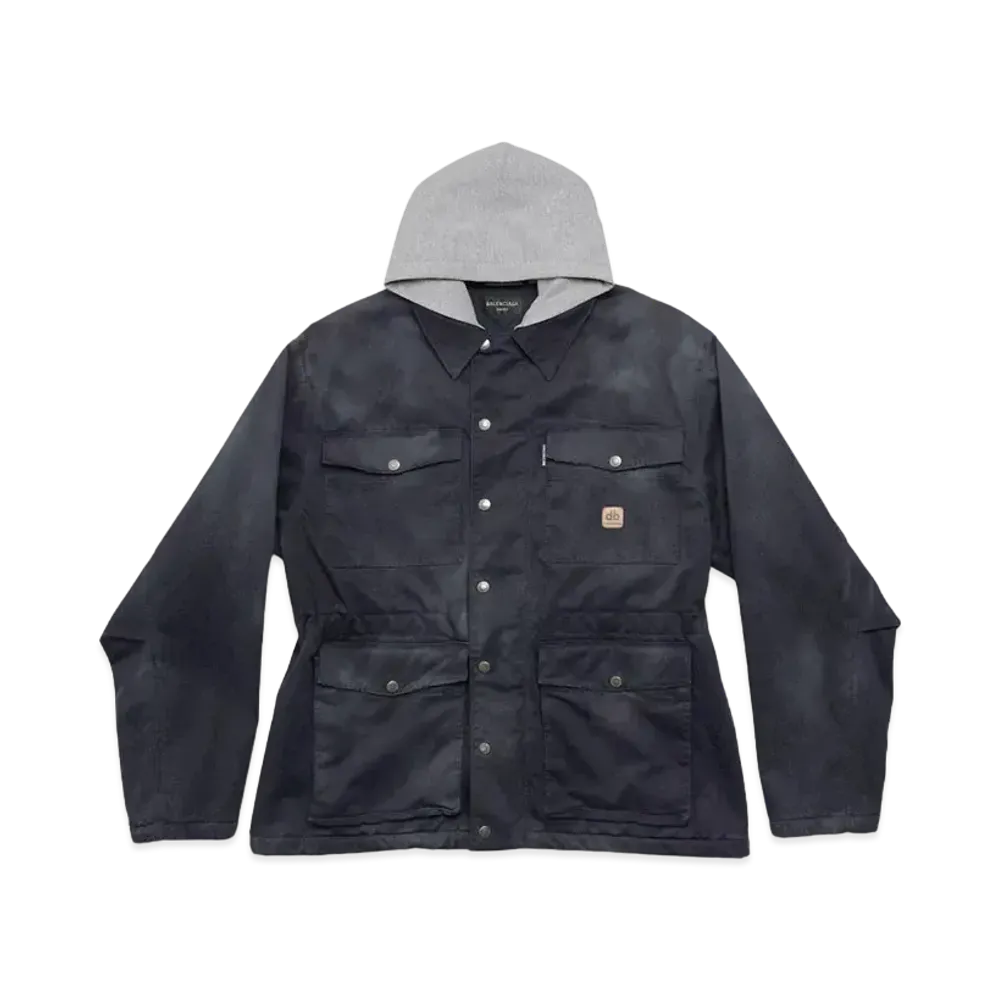 BALENCIAGA MENS Double B Workwear Parka "Dark Navy"