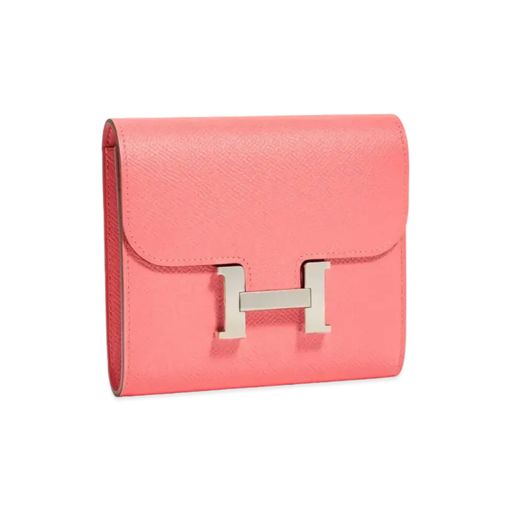 HERMES Epsom Leather Constance Compact Wallet "Rose Azalee"