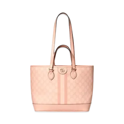 GUCCI Ophidia Small Tote Bag GG Supreme Canvas "Dusty Pink"