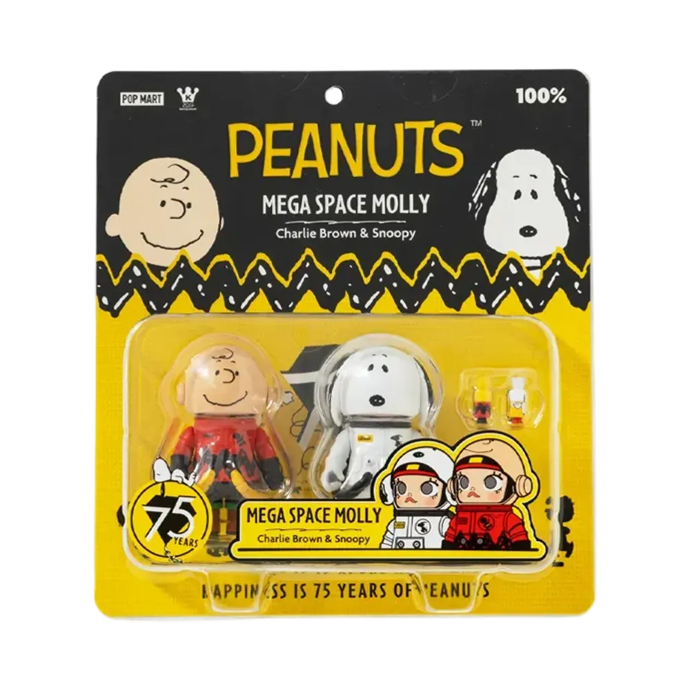 POP MART "MEGA COLLECTIONS" MEGA SPACE MOLLY 100% Charlie Brown & Snoopy