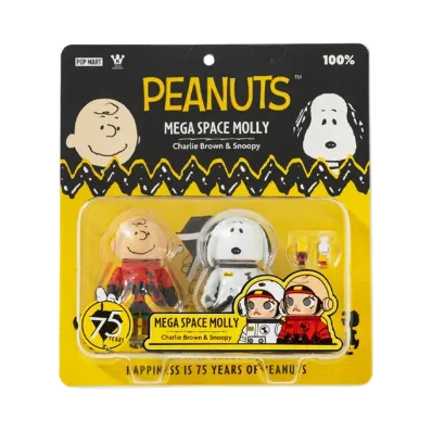 POP MART "MEGA COLLECTIONS" MEGA SPACE MOLLY 100% Charlie Brown & Snoopy