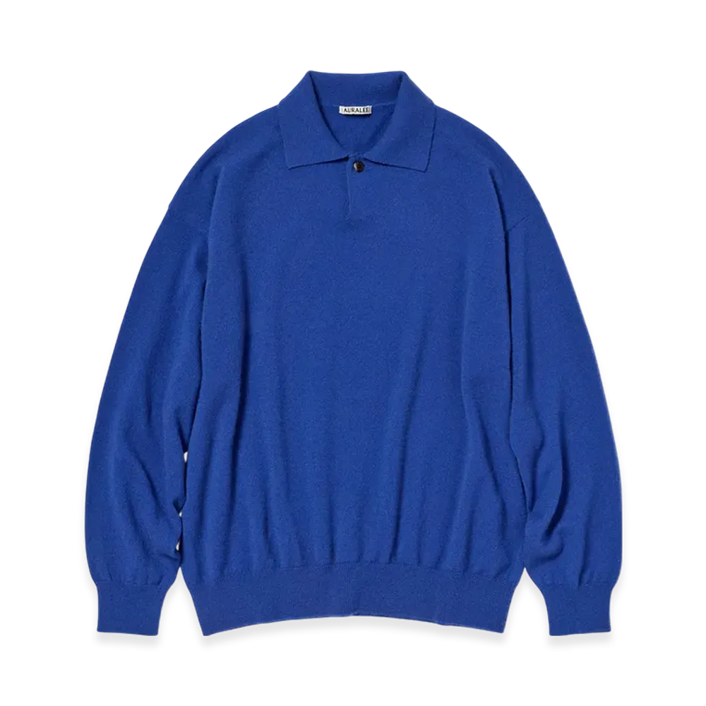 AURALEE Baby Cashmere Knit Polo Woman "Royal Blue"