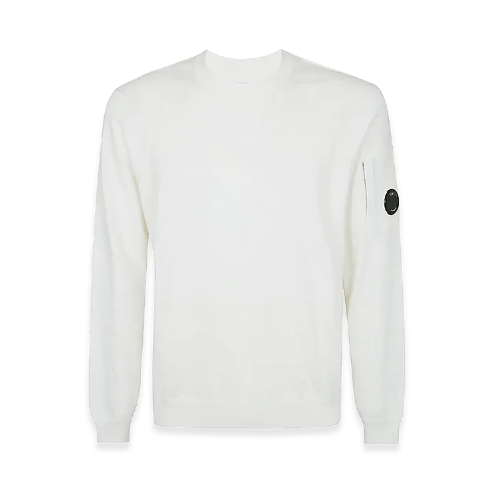 C.P. Company Cotton Sea Island Crewneck Lens Knit "White"