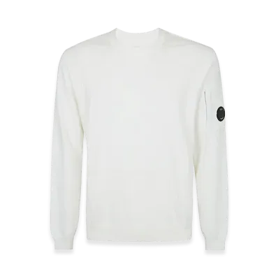 C.P. Company Cotton Sea Island Crewneck Lens Knit "White"