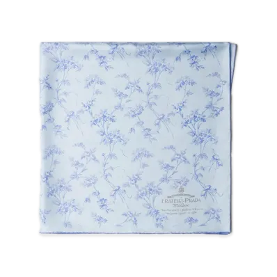 PRADA Printed Silk Twill Scarf 90 x 90 "Sky Blue"
