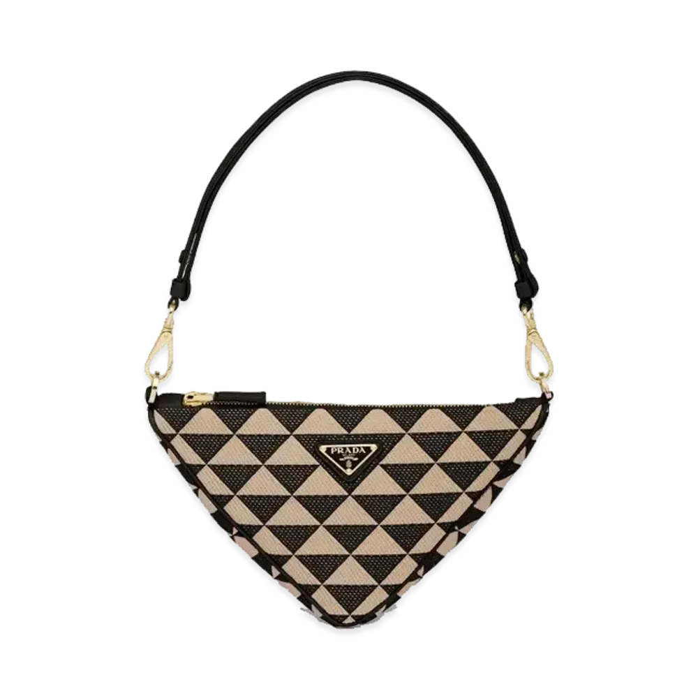 PRADA Embroidered Jacquard Fabric Mini Bag "Black/Beige"